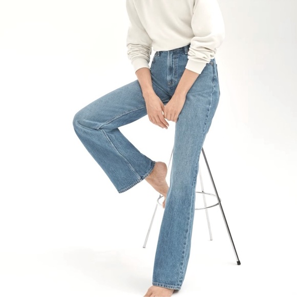 Denim Forum Denim - Aritzia Denim Forum Marianne Mid Loose Flare 32L size 27 Medium Wash